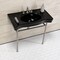 Fauceture 36" Ceramic Console Sink with Stainless Steel Legs, Black/Brushed Nickel VPB28140W88K - alternate 3